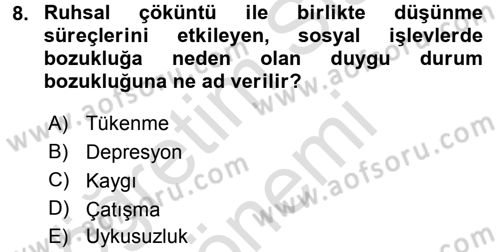 Çatışma ve Stres Yönetimi 2 Dersi 2016 - 2017 Yılı (Final) Dönem Sonu Sınavı 8. Soru