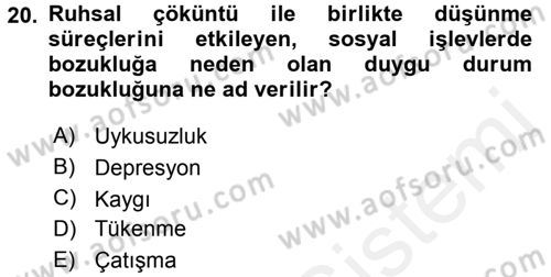 Çatışma ve Stres Yönetimi 2 Dersi 2017 - 2018 Yılı 3 Ders Sınav Soruları 20. Soru