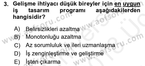 Çatışma ve Stres Yönetimi 2 Dersi 2017 - 2018 Yılı 3 Ders Sınav Soruları 3. Soru
