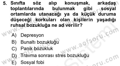 Çatışma ve Stres Yönetimi 2 Dersi 2017 - 2018 Yılı 3 Ders Sınav Soruları 5. Soru
