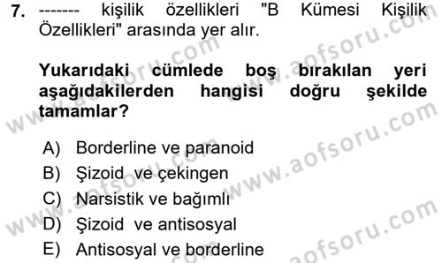 Çatışma ve Stres Yönetimi 2 Dersi 2017 - 2018 Yılı 3 Ders Sınav Soruları 7. Soru