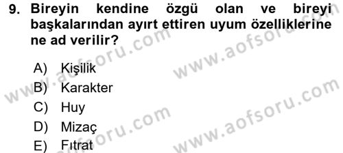 Çatışma ve Stres Yönetimi 2 Dersi 2017 - 2018 Yılı 3 Ders Sınav Soruları 9. Soru
