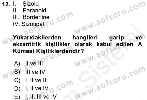 Çatışma ve Stres Yönetimi 2 Dersi 2017 - 2018 Yılı (Final) Dönem Sonu Sınav Soruları 12. Soru