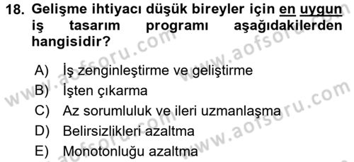 Çatışma ve Stres Yönetimi 2 Dersi 2017 - 2018 Yılı (Final) Dönem Sonu Sınav Soruları 18. Soru