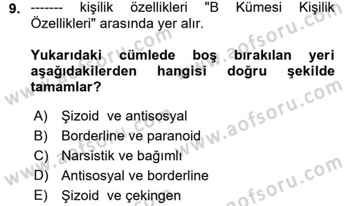 Çatışma ve Stres Yönetimi 2 Dersi 2017 - 2018 Yılı (Final) Dönem Sonu Sınav Soruları 9. Soru