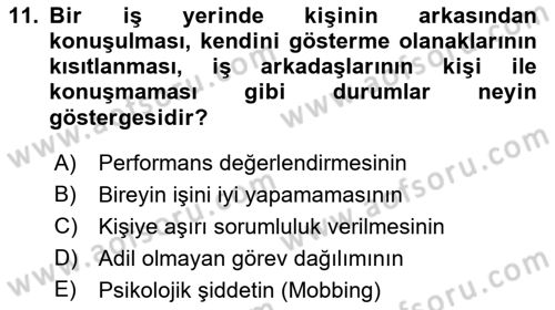 Çatışma ve Stres Yönetimi 2 Dersi 2018 - 2019 Yılı 3 Ders Sınav Soruları 11. Soru