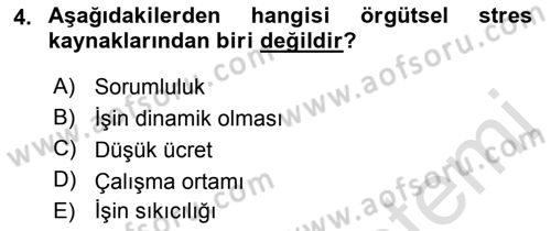 Çatışma ve Stres Yönetimi 2 Dersi 2018 - 2019 Yılı 3 Ders Sınav Soruları 4. Soru