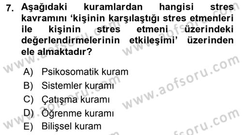 Çatışma ve Stres Yönetimi 2 Dersi 2018 - 2019 Yılı 3 Ders Sınav Soruları 7. Soru
