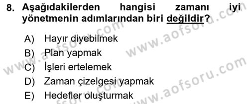 Çatışma ve Stres Yönetimi 2 Dersi 2018 - 2019 Yılı 3 Ders Sınav Soruları 8. Soru