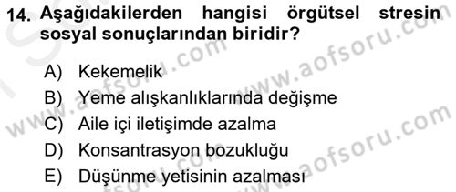 Çatışma ve Stres Yönetimi 2 Dersi 2018 - 2019 Yılı (Final) Dönem Sonu Sınav Soruları 14. Soru