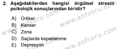 Çatışma ve Stres Yönetimi 2 Dersi 2018 - 2019 Yılı (Final) Dönem Sonu Sınav Soruları 2. Soru