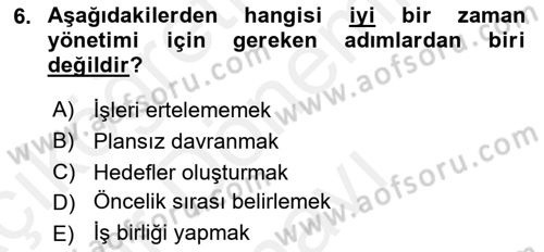 Çatışma ve Stres Yönetimi 2 Dersi 2018 - 2019 Yılı (Final) Dönem Sonu Sınav Soruları 6. Soru
