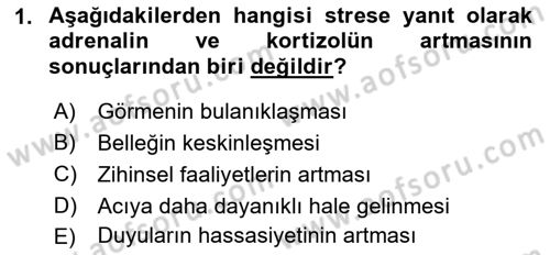 Çatışma ve Stres Yönetimi 2 Dersi 2018 - 2019 Yılı Yaz Okulu Sınav Soruları 1. Soru
