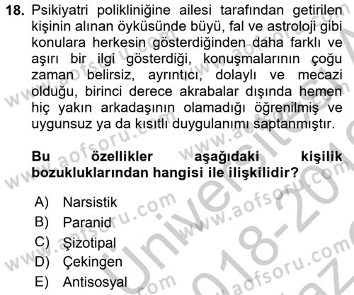Çatışma ve Stres Yönetimi 2 Dersi 2018 - 2019 Yılı Yaz Okulu Sınav Soruları 18. Soru