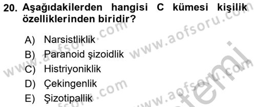 Çatışma ve Stres Yönetimi 2 Dersi 2018 - 2019 Yılı Yaz Okulu Sınav Soruları 20. Soru