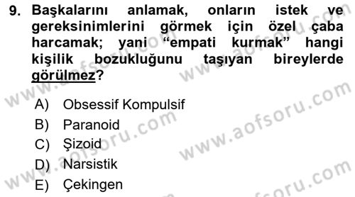 Çatışma ve Stres Yönetimi 2 Dersi 2018 - 2019 Yılı Yaz Okulu Sınav Soruları 9. Soru