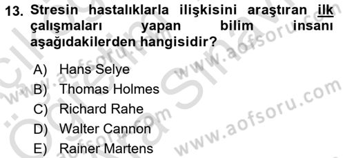 Çatışma ve Stres Yönetimi 2 Dersi 2021 - 2022 Yılı (Vize) Ara Sınav Soruları 13. Soru