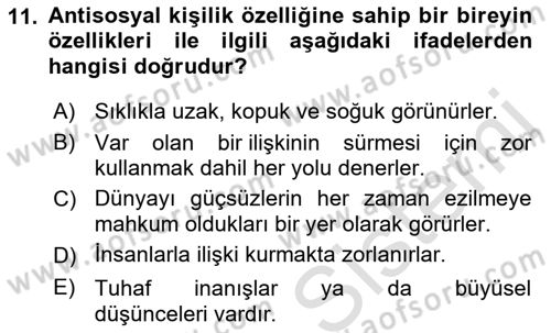 Çatışma ve Stres Yönetimi 2 Dersi 2021 - 2022 Yılı (Final) Dönem Sonu Sınav Soruları 11. Soru