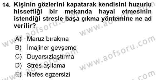 Çatışma ve Stres Yönetimi 2 Dersi 2021 - 2022 Yılı (Final) Dönem Sonu Sınav Soruları 14. Soru