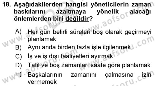 Çatışma ve Stres Yönetimi 2 Dersi 2021 - 2022 Yılı (Final) Dönem Sonu Sınav Soruları 18. Soru