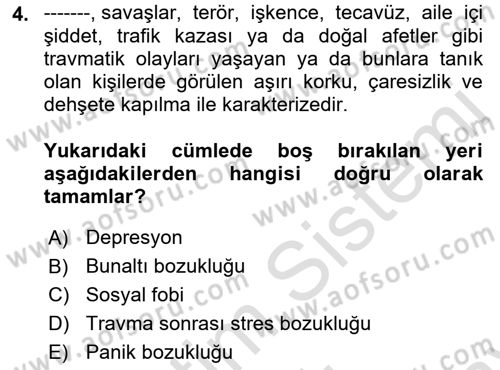 Çatışma ve Stres Yönetimi 2 Dersi 2021 - 2022 Yılı (Final) Dönem Sonu Sınav Soruları 4. Soru