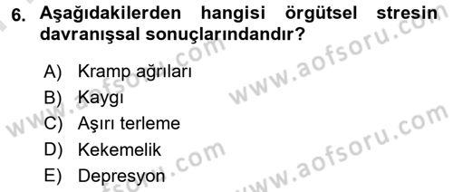 Çatışma ve Stres Yönetimi 2 Dersi 2021 - 2022 Yılı (Final) Dönem Sonu Sınav Soruları 6. Soru
