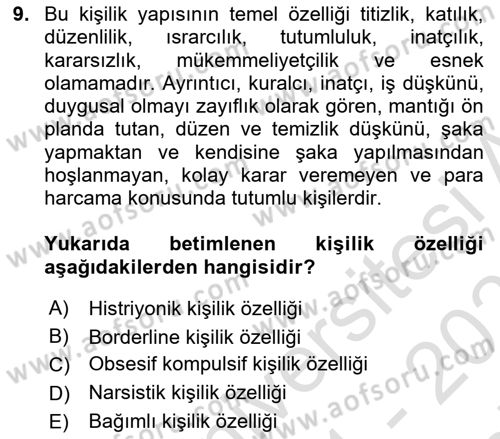 Çatışma ve Stres Yönetimi 2 Dersi 2021 - 2022 Yılı (Final) Dönem Sonu Sınav Soruları 9. Soru