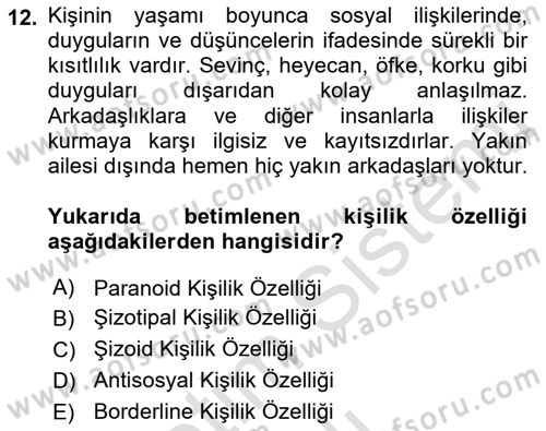 Çatışma ve Stres Yönetimi 2 Dersi 2021 - 2022 Yılı Yaz Okulu Sınav Soruları 12. Soru