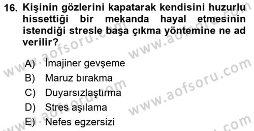 Çatışma ve Stres Yönetimi 2 Dersi 2021 - 2022 Yılı Yaz Okulu Sınav Soruları 16. Soru