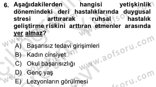 Çatışma ve Stres Yönetimi 2 Dersi 2021 - 2022 Yılı Yaz Okulu Sınav Soruları 6. Soru