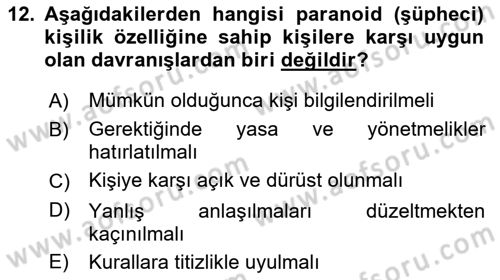 Çatışma ve Stres Yönetimi 2 Dersi 2022 - 2023 Yılı Yaz Okulu Sınav Soruları 12. Soru