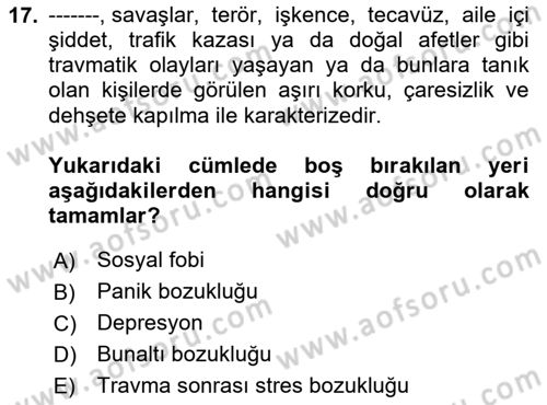 Çatışma ve Stres Yönetimi 2 Dersi 2023 - 2024 Yılı (Vize) Ara Sınav Soruları 17. Soru
