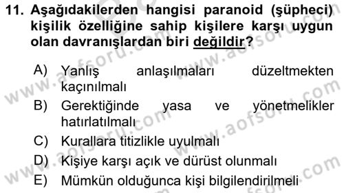 Çatışma ve Stres Yönetimi 2 Dersi 2023 - 2024 Yılı (Final) Dönem Sonu Sınav Soruları 11. Soru