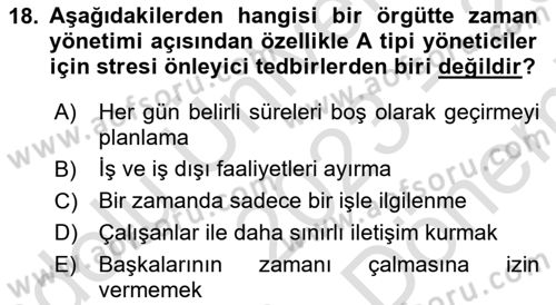 Çatışma ve Stres Yönetimi 2 Dersi 2023 - 2024 Yılı (Final) Dönem Sonu Sınav Soruları 18. Soru