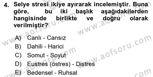 Çatışma ve Stres Yönetimi 2 Dersi 2023 - 2024 Yılı (Final) Dönem Sonu Sınav Soruları 4. Soru
