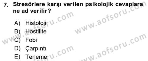 Çatışma ve Stres Yönetimi 2 Dersi 2023 - 2024 Yılı (Final) Dönem Sonu Sınav Soruları 7. Soru