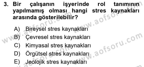Çatışma ve Stres Yönetimi 2 Dersi 2023 - 2024 Yılı Yaz Okulu Sınav Soruları 3. Soru