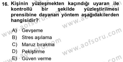 Çatışma ve Stres Yönetimi 2 Dersi 2024 - 2025 Yılı (Final) Dönem Sonu Sınav Soruları 16. Soru