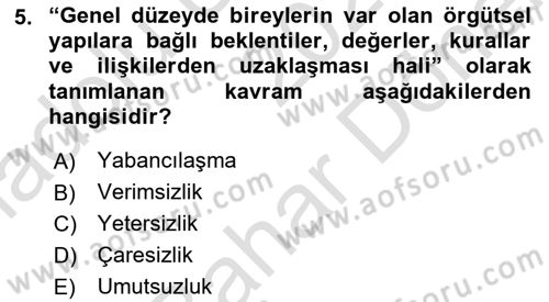 Çatışma ve Stres Yönetimi 2 Dersi 2024 - 2025 Yılı (Final) Dönem Sonu Sınav Soruları 5. Soru
