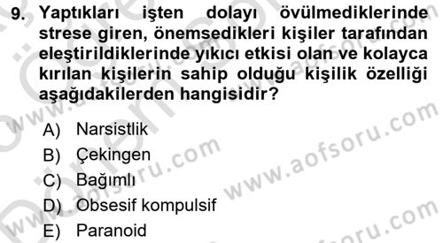 Çatışma ve Stres Yönetimi 2 Dersi 2024 - 2025 Yılı (Final) Dönem Sonu Sınav Soruları 9. Soru