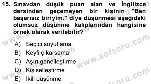 Çatışma ve Stres Yönetimi 2 Dersi 2024 - 2025 Yılı Yaz Okulu Sınav Soruları 15. Soru