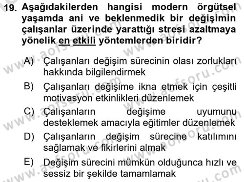 Çatışma ve Stres Yönetimi 2 Dersi 2024 - 2025 Yılı Yaz Okulu Sınav Soruları 19. Soru