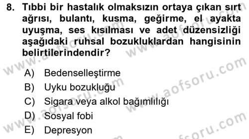 Çatışma ve Stres Yönetimi 2 Dersi 2024 - 2025 Yılı Yaz Okulu Sınav Soruları 8. Soru