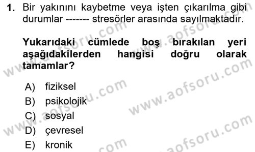 Çatışma ve Stres Yönetimi 2 Dersi 2025 - 2026 Yılı (Vize) Ara Sınav Soruları 1. Soru