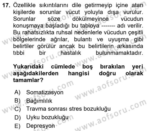 Çatışma ve Stres Yönetimi 2 Dersi 2025 - 2026 Yılı (Vize) Ara Sınav Soruları 17. Soru