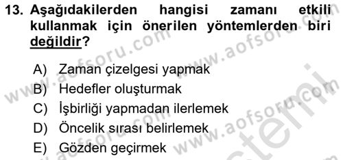 Çatışma ve Stres Yönetimi 2 Dersi 2025 - 2026 Yılı (Final) Dönem Sonu Sınav Soruları 13. Soru