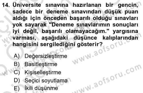 Çatışma ve Stres Yönetimi 2 Dersi 2025 - 2026 Yılı (Final) Dönem Sonu Sınav Soruları 14. Soru