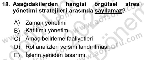 Çatışma ve Stres Yönetimi 2 Dersi 2025 - 2026 Yılı (Final) Dönem Sonu Sınav Soruları 18. Soru