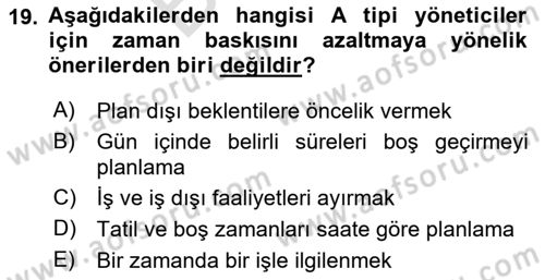 Çatışma ve Stres Yönetimi 2 Dersi 2025 - 2026 Yılı (Final) Dönem Sonu Sınav Soruları 19. Soru