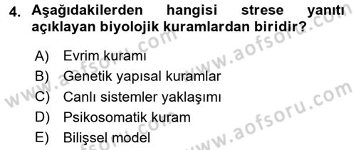 Çatışma ve Stres Yönetimi 2 Dersi 2025 - 2026 Yılı (Final) Dönem Sonu Sınav Soruları 4. Soru